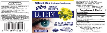 Nature's Plus Ultra Maximum Strength Lutein - supplement