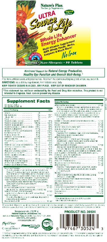 Nature's Plus Ultra Source Of Life No Iron - multivitamin supplement with whole foods herbs enzymes much more