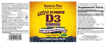 Nature's Plus Ultra Vitamin D3 5000 IU With 25 mg Trans-Resveratrol - supplement