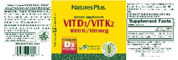 Nature's Plus Vit D3 1000 IU/Vit K2 100 mcg - supplement