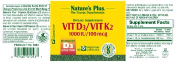 Nature's Plus Vit D3/Vit K2 - supplement
