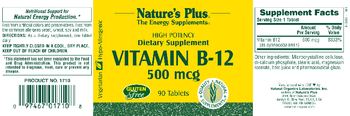 Nature's Plus Vitamin B-12 500 mcg - supplement