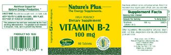 Nature's Plus Vitamin B-2 100 mg - supplement