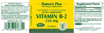 Nature's Plus Vitamin B-2 250 mg - supplement