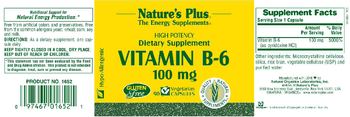 Nature's Plus Vitamin B-6 100 mg - supplement