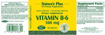 Nature's Plus Vitamin B-6 500 mg - supplement