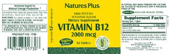 Nature's Plus Vitamin B12 2000 mcg - supplement