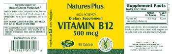 Nature's Plus Vitamin B12 500 mcg - high potency supplement