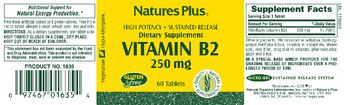 Nature's Plus Vitamin B2 250 mg - supplement