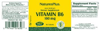 Nature's Plus Vitamin B6 100 mg - supplement