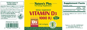 Nature's Plus Vitamin D3 1000 IU - supplement
