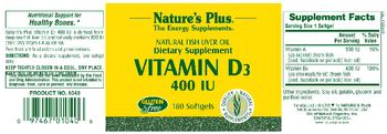 Nature's Plus Vitamin D3 400 IU - supplement