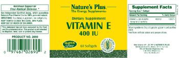 Nature's Plus Vitamin E 400 IU - supplement