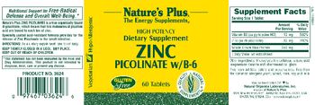 Nature's Plus Zinc Picolinate W/B-6 - supplement