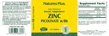 Nature's Plus Zinc Picolinate w/B-6 - supplement