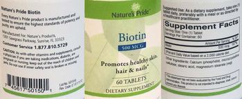 Nature's Pride Biotin 500 mcg - supplement