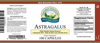 Nature's Sunshine Astragalus - herbal supplement