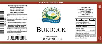 Nature's Sunshine Burdock - herbal supplement