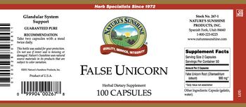 Nature's Sunshine False Unicorn - herbal supplement