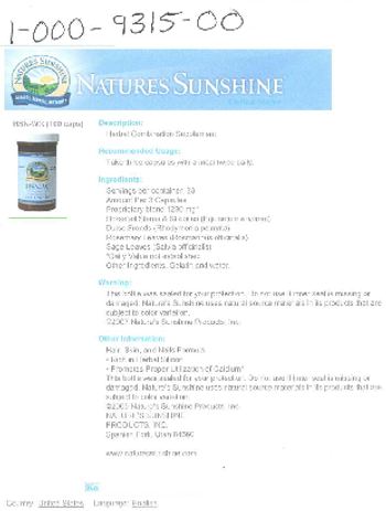 Nature's Sunshine HSN-W - description herbal combination supplement