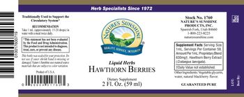 Nature's Sunshine Liquid Herbs Hawthorn Berries - supplement