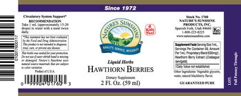 Nature's Sunshine Liquid Herbs Hawthorn Berries - supplement