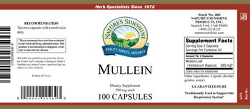 Nature's Sunshine Mullein 290 mg - supplement