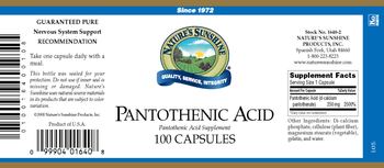 Nature's Sunshine Pantothenic Acid - pantothenic acid supplement