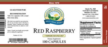 Nature's Sunshine Red Raspberry - supplement