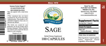 Nature's Sunshine Sage - herbal supplement