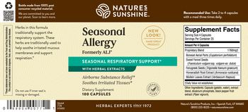 Nature's Sunshine Seasonal Allergy Formerly ALJ - supplement