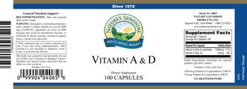 Nature's Sunshine Vitamin A & D - supplement