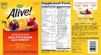 Nature's Way Alive! Complete Liquid Multivitamin Max Potency Citrus Flavored - supplement
