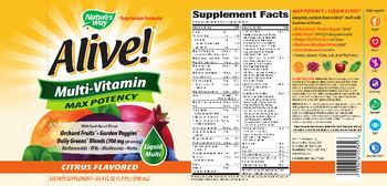 Nature's Way Alive! Multi-Vitamin Max Potency Citrus Flavored - supplement