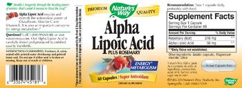 Nature's Way Alpha Lipoic Acid Plus Rosemary - supplement
