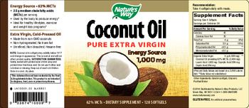 Nature's Way Coconut Oil Pure Extra Virgin 1,000 mg - supplement