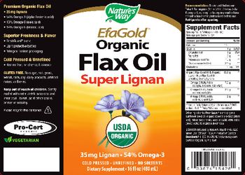 Nature's Way EfaGold Organic Flax Oil Super Lignan - supplement