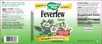 Nature's Way Feverfew Leaves - supplement