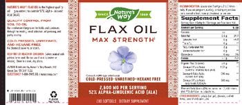 Nature's Way Flax Oil 2,600 mg Max Strength - supplement