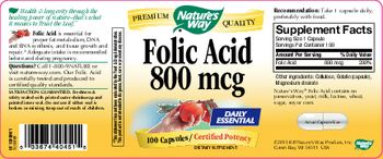 Nature's Way Folic Acid 800 mcg - supplement
