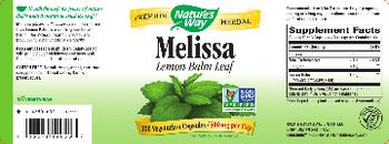 Nature's Way Melissa Lemon Balm Leaf 500 mg - supplement