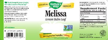 Nature's Way Melissa Lemon Balm Leaf - supplement