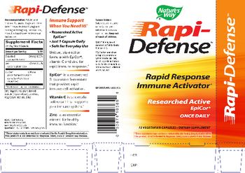 Nature's Way Rapi-Defense - these statements have not been evaluated by the food drug administration this product is not intende
