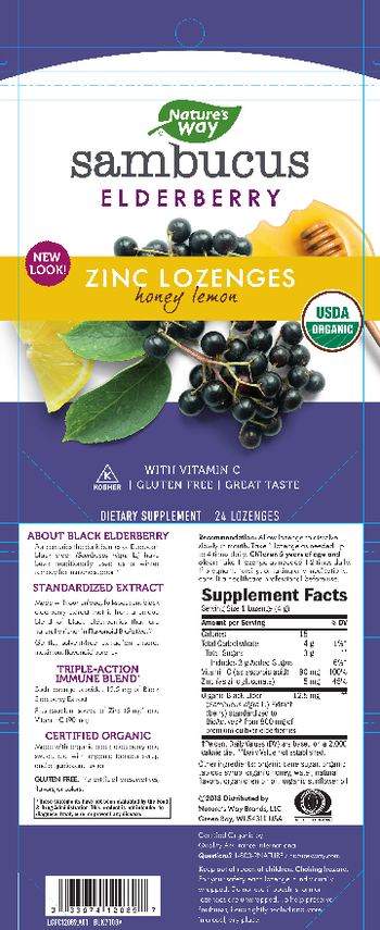Nature's Way Sambucus Elderberry Zinc Lozenges Honey Lemon - supplement