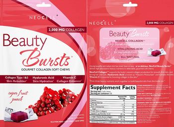 NeoCell Beauty Bursts Gourmet Collagen Soft Chews Super Fruit Punch - supplement