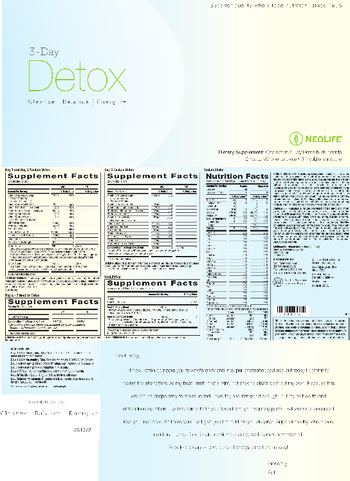 NeoLife 3-Day Detox Day 1 And Day 2 NeoLife Detox - supplement