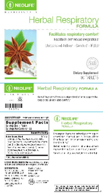 NeoLife Nutritionals Herbal Respiratory Formula - supplement