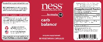 NESS Nutritional Enzyme Support System Formula 10 Carb Balance - enzyme supplement