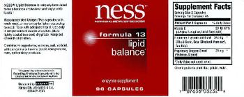 NESS Nutritional Enzyme Support System Formula 13 Lipid Balance - enzyme supplement