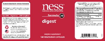 NESS Nutritional Enzyme Support System Formula 20 Digest - enzyme supplement